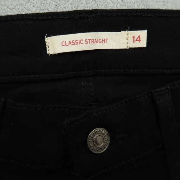 Levi's Jeans Womens Size 14S Black High-Rise Classic Straight Denim 27.5" Inseam - Picture 8 of 16